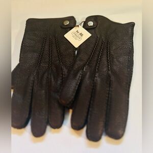 NWT Coach- Men's Brown Deerskin Leather Gloves size M